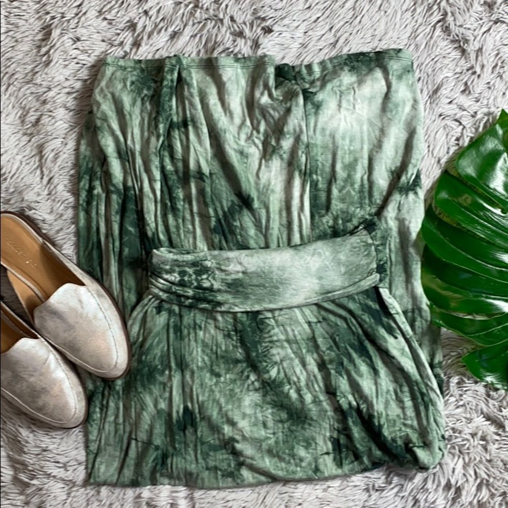 Bobeau Green Tie Dye Rayon Blend Maxi Skirt Sz M